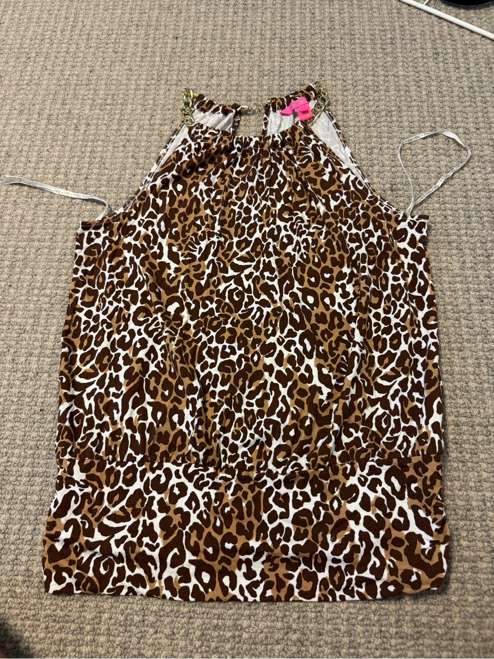 Womens Leopard Print gold chain tank top